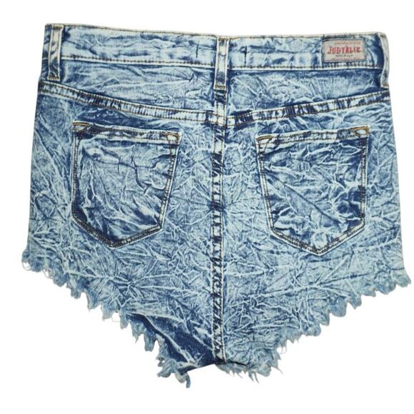 Judy Blue High Rise Acid Wash Distressed Denim Shorts – Size L – - Picture 4 of 4
